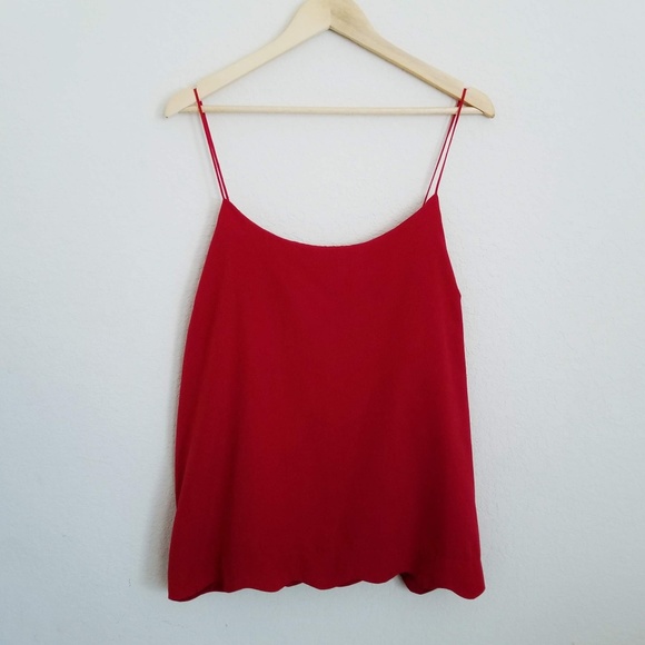 The Limited Tops - The Limited Red Sleeveless Top Scalloped Hem XL